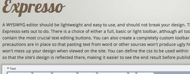 Expresso wysiwyg text editor for ExpressionEngine
