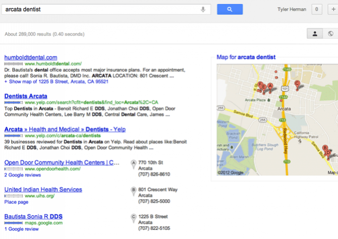 local search results